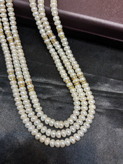 Premium 3 Layer Freshwater Pearl Necklace Set