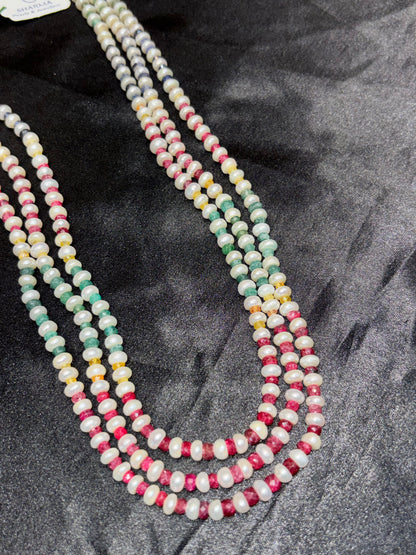 Multicolor Freshwater Pearl Mala – 3 Line