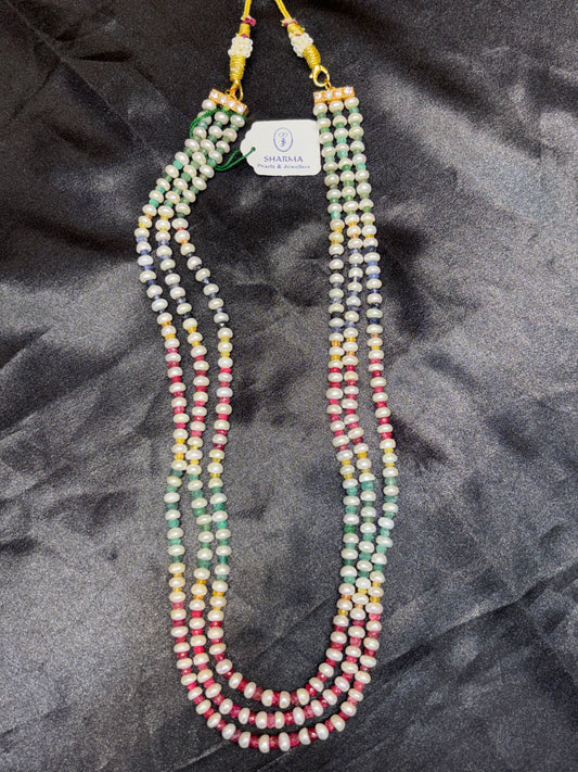 Multicolor Freshwater Pearl Mala – 3 Line