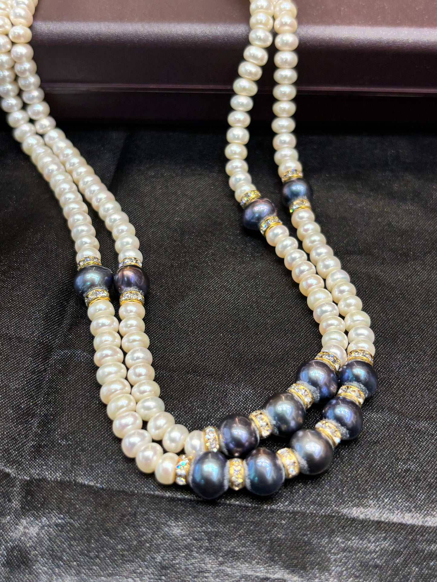 Premium Freshwater Pearl Necklace with Black Pearls