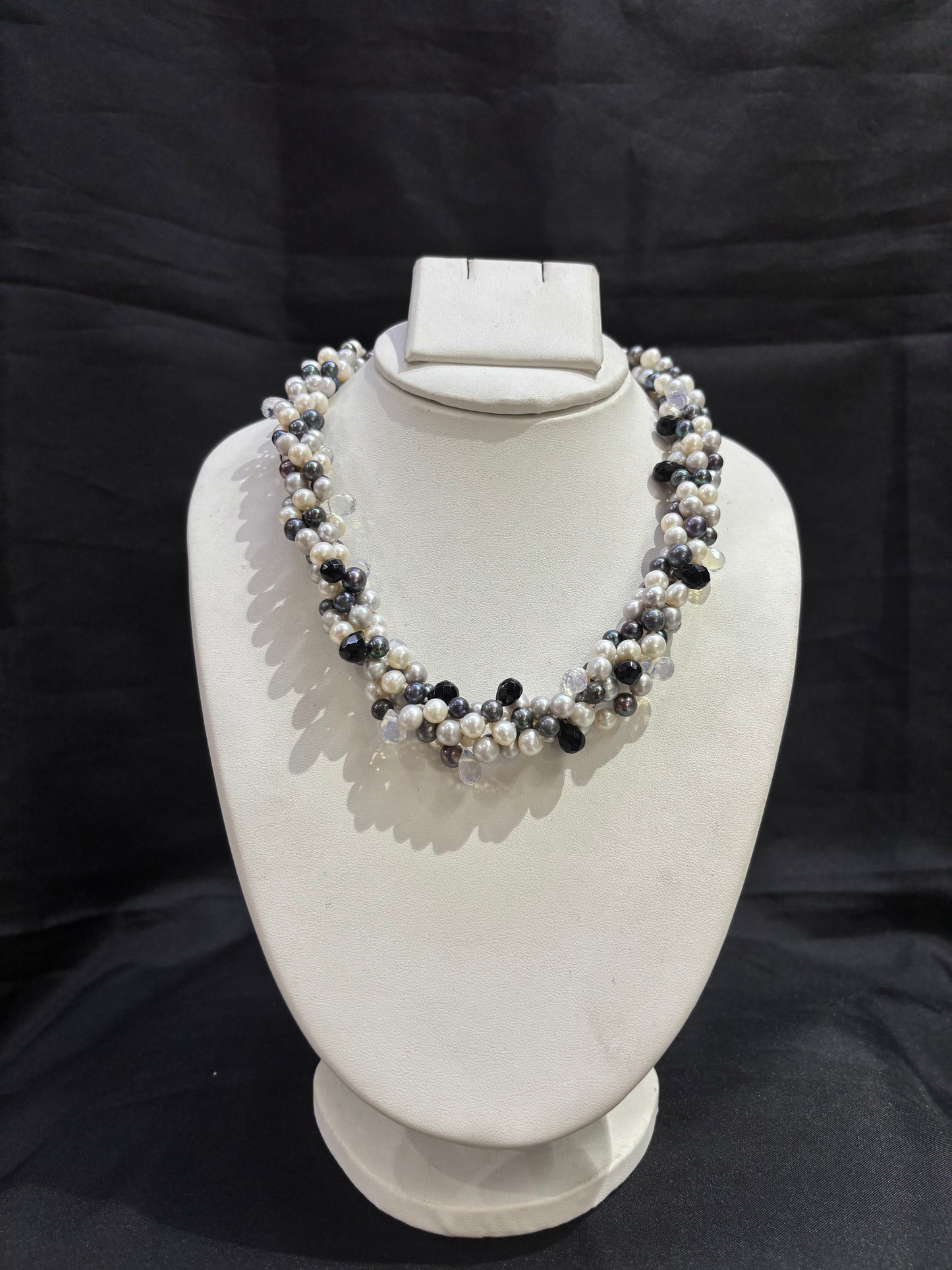 Multi-Strand Freshwater Pearl & Crystal Necklace