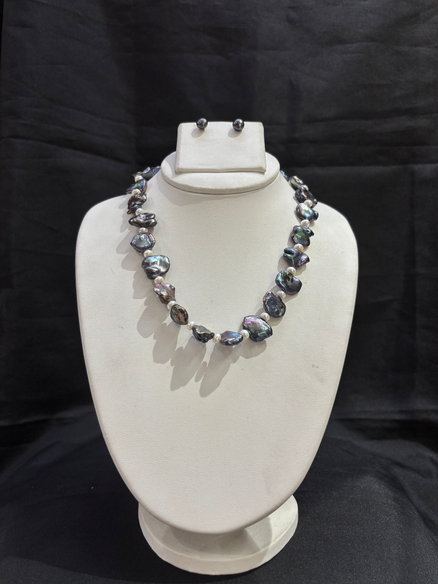 Peacock Baroque Pearl Statement Necklace Set