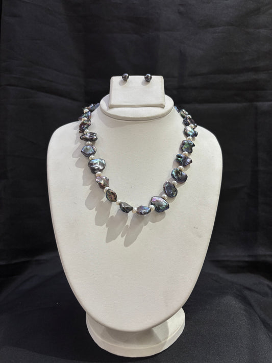 Peacock Baroque Pearl Statement Necklace Set