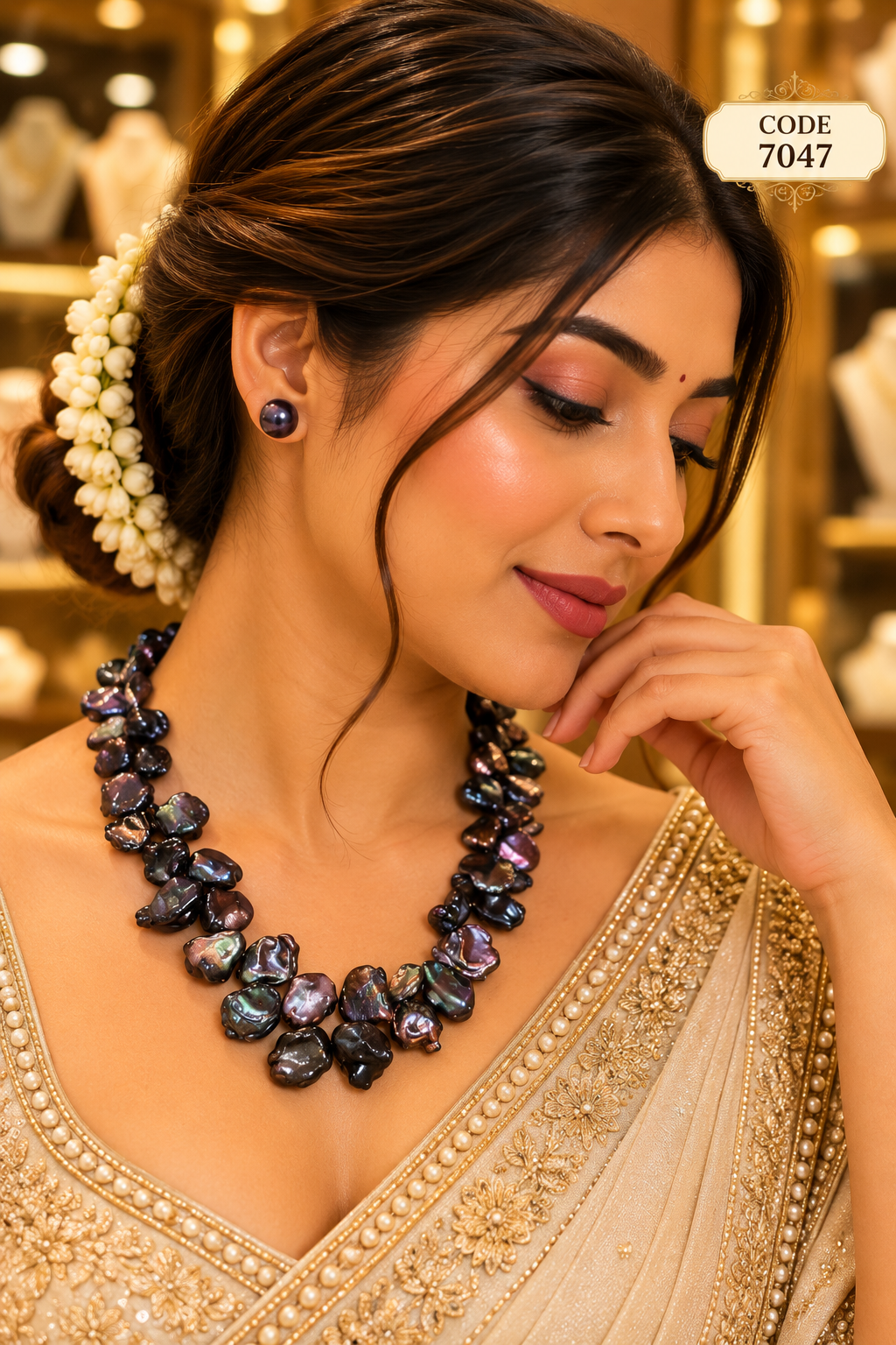 Black Baroque Pearl Statement Necklace