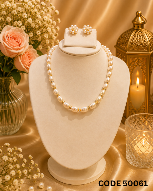 Elegant Freshwater Pearl Necklace Set – Code 50061