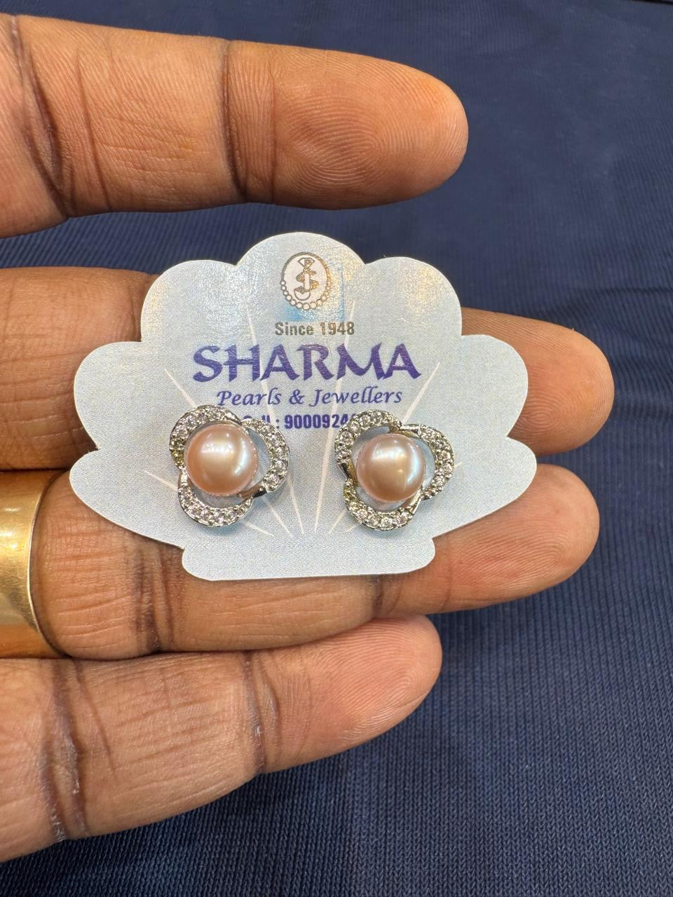 Pink Pearl Floral Stud Earrings – Code 7009