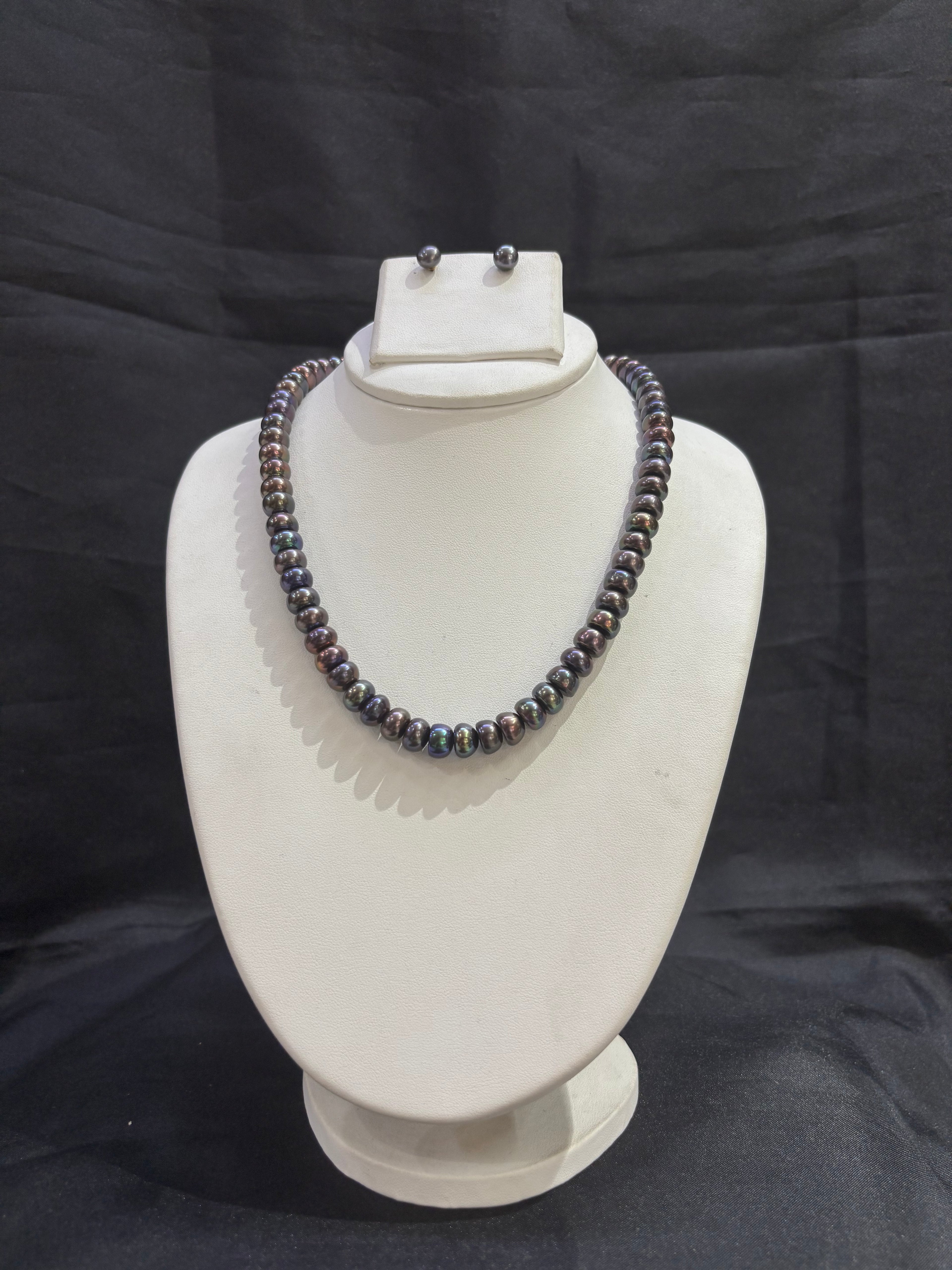 Premium Peacock Freshwater Pearl Necklace Set