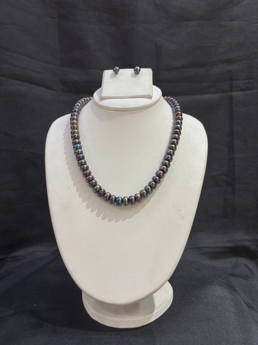 Premium Peacock Freshwater Pearl Necklace Set