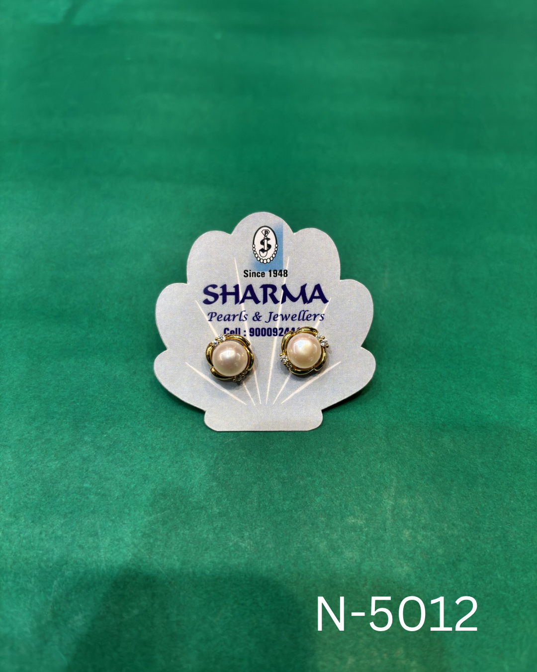 Classic Freshwater Pearl Halo Stud Earrings – Gold Finish