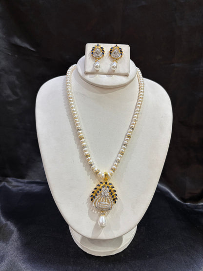 Royal Blue Designer Pearl Pendant Set – Code 50044