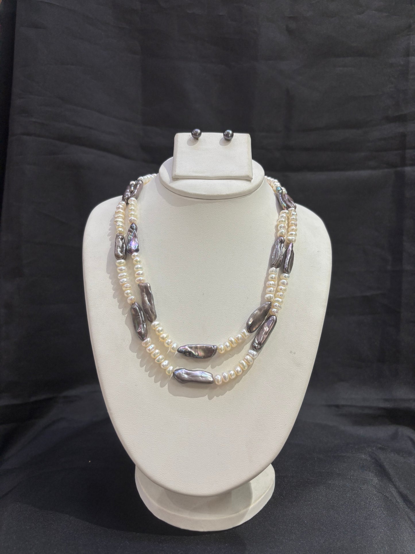 Dual Strand Freshwater Pearl & Peacock Pearl Necklace Set