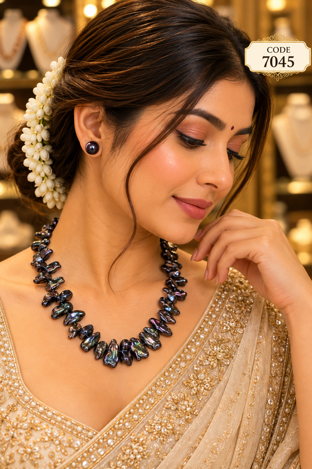 Black Baroque Pearl Necklace Set