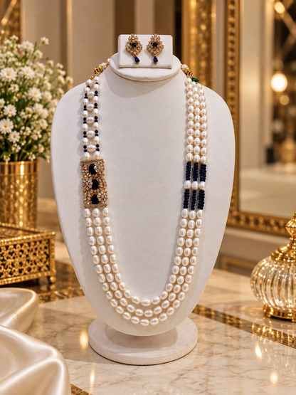 Royal Blue Freshwater Pearl Multi-Strand Necklace Set