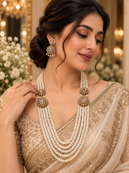 White Freshwater Pearl Multi-Strand Necklace Set