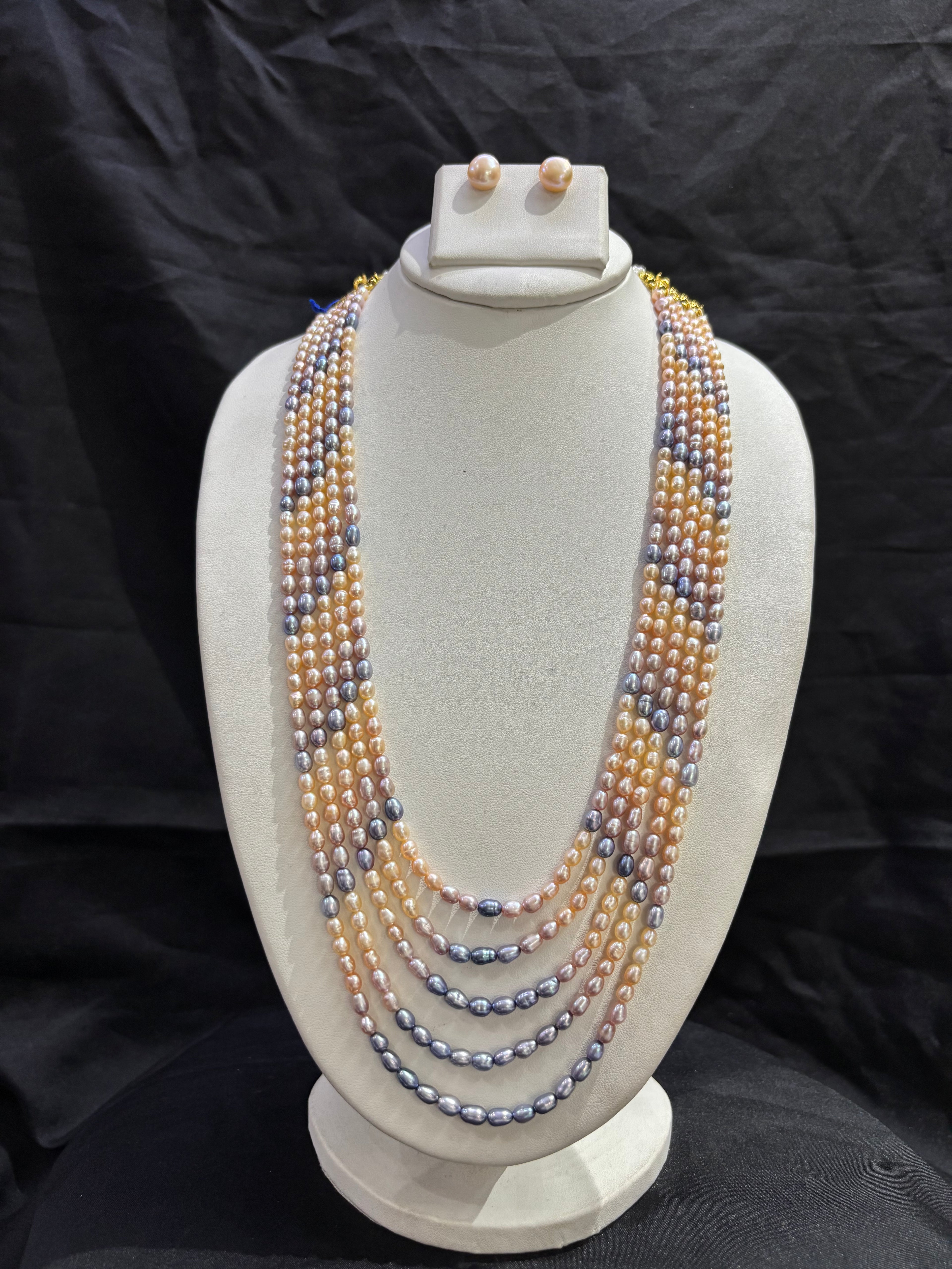 Multicolor Freshwater Pearl 6-Line Necklace Set
