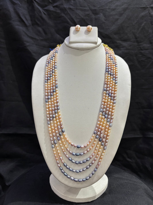 Multicolor Freshwater Pearl 6-Line Necklace Set