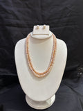 Classic Peach Freshwater Pearl Double Layer Necklace Set