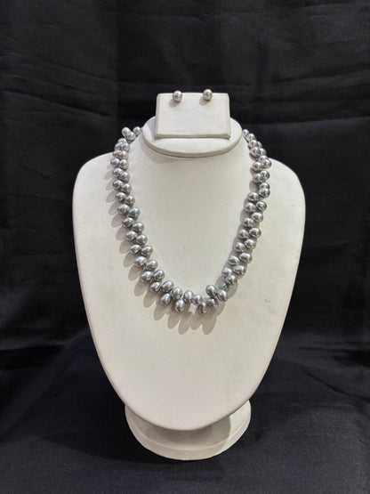 Grey Freshwater Pearl Statement Necklace Set – Code 50069