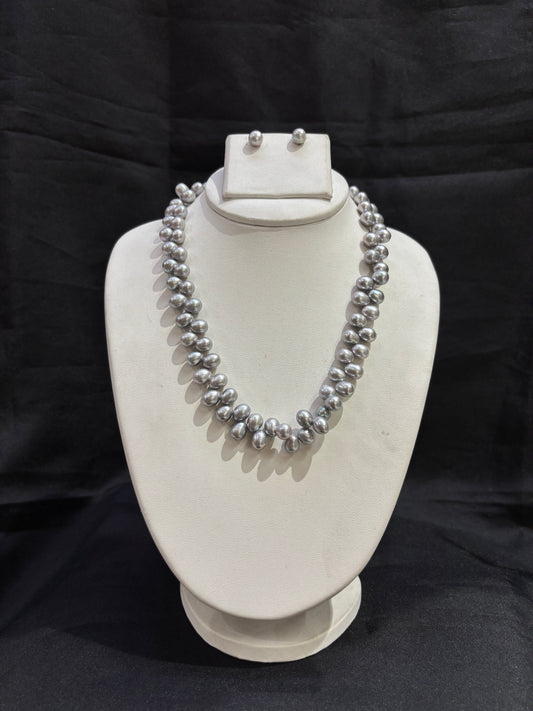 Grey Freshwater Pearl Statement Necklace Set – Code 50069