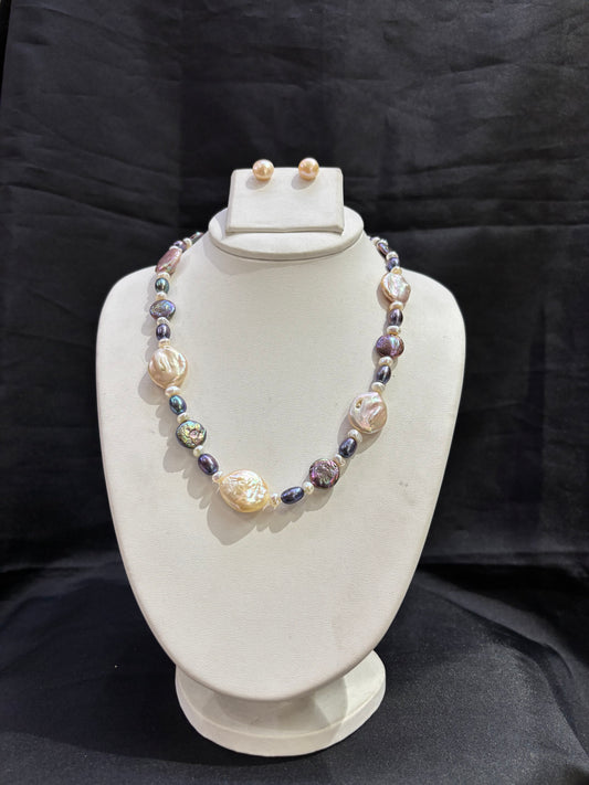 Multicolor Baroque Pearl Statement Necklace Set