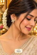 Golden Floral Pearl Stud Earrings – Code 7011