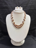 Elegant Double Layer Copper & White Freshwater Pearl Necklace Set