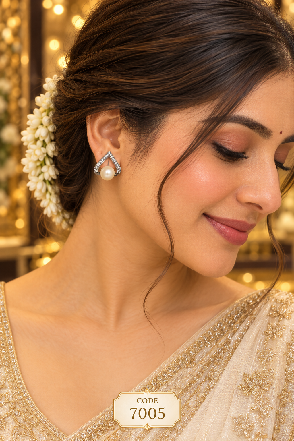 Pearl Teardrop Stud Earrings – Code 7005