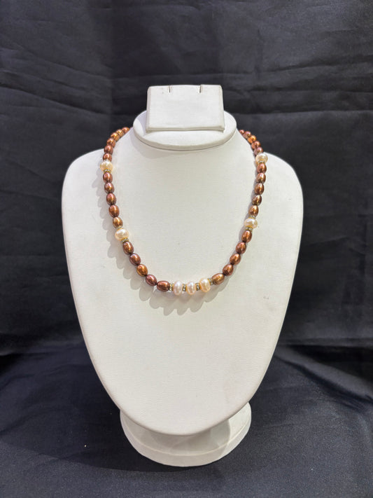 Copper Freshwater Pearl Necklace Set