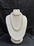 Classic Double Layer White Freshwater Pearl Necklace Set