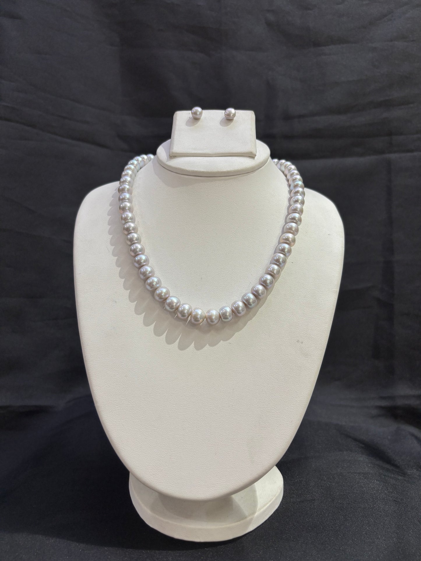 Natural Grey Freshwater Pearl Necklace Set Code 50063