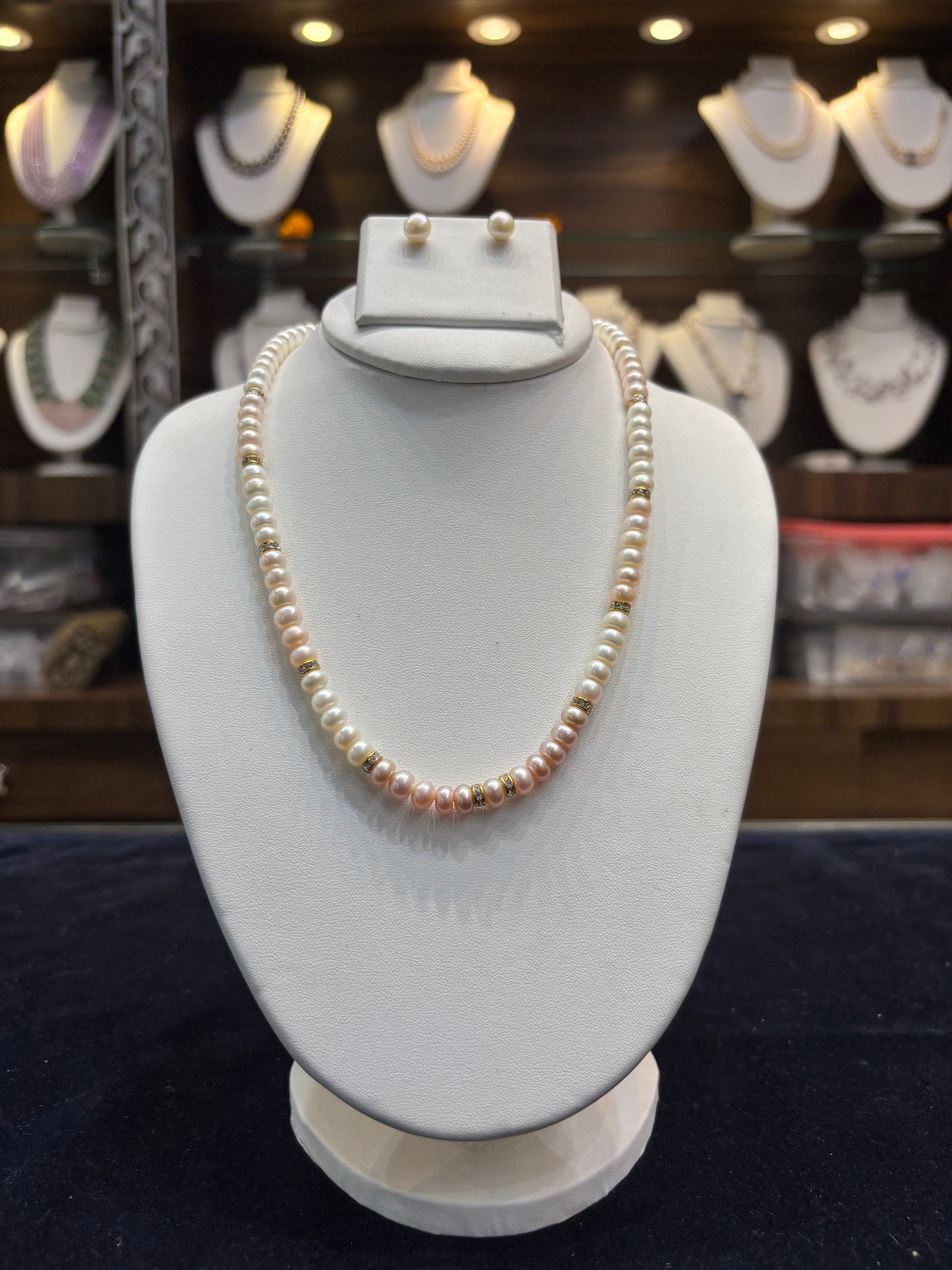 Premium Multicolor Pearl Necklace Set with Matching Studs