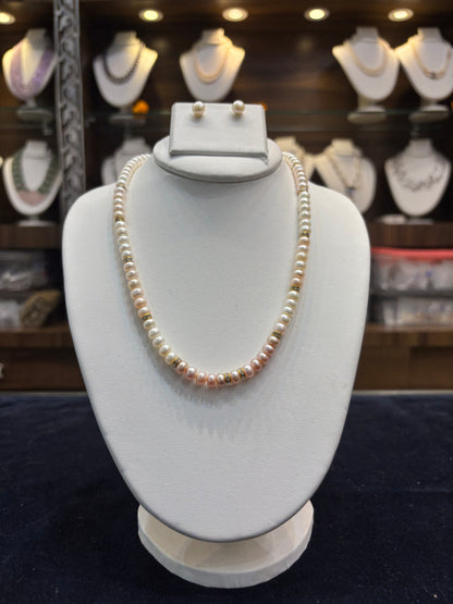 Premium Multicolor Pearl Necklace Set with Matching Studs