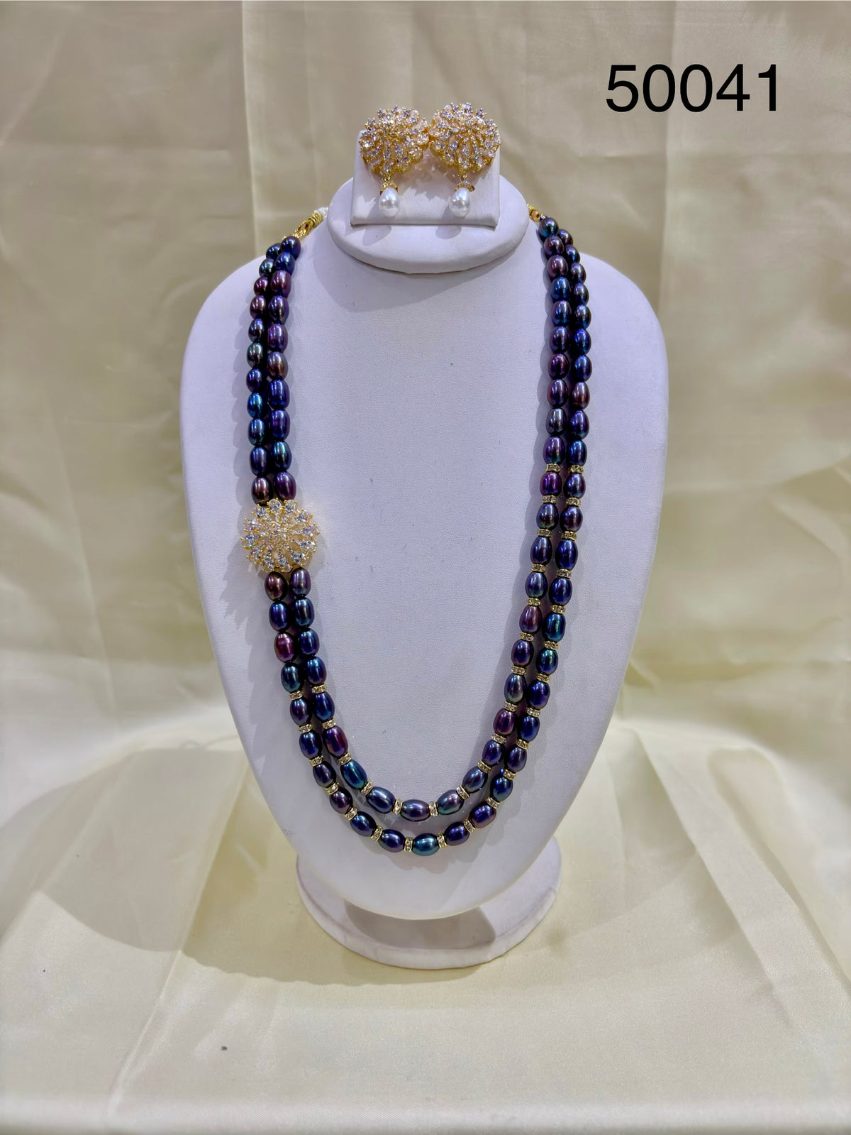 Blue & Purple Freshwater Pearl Double-Strand Necklace Set