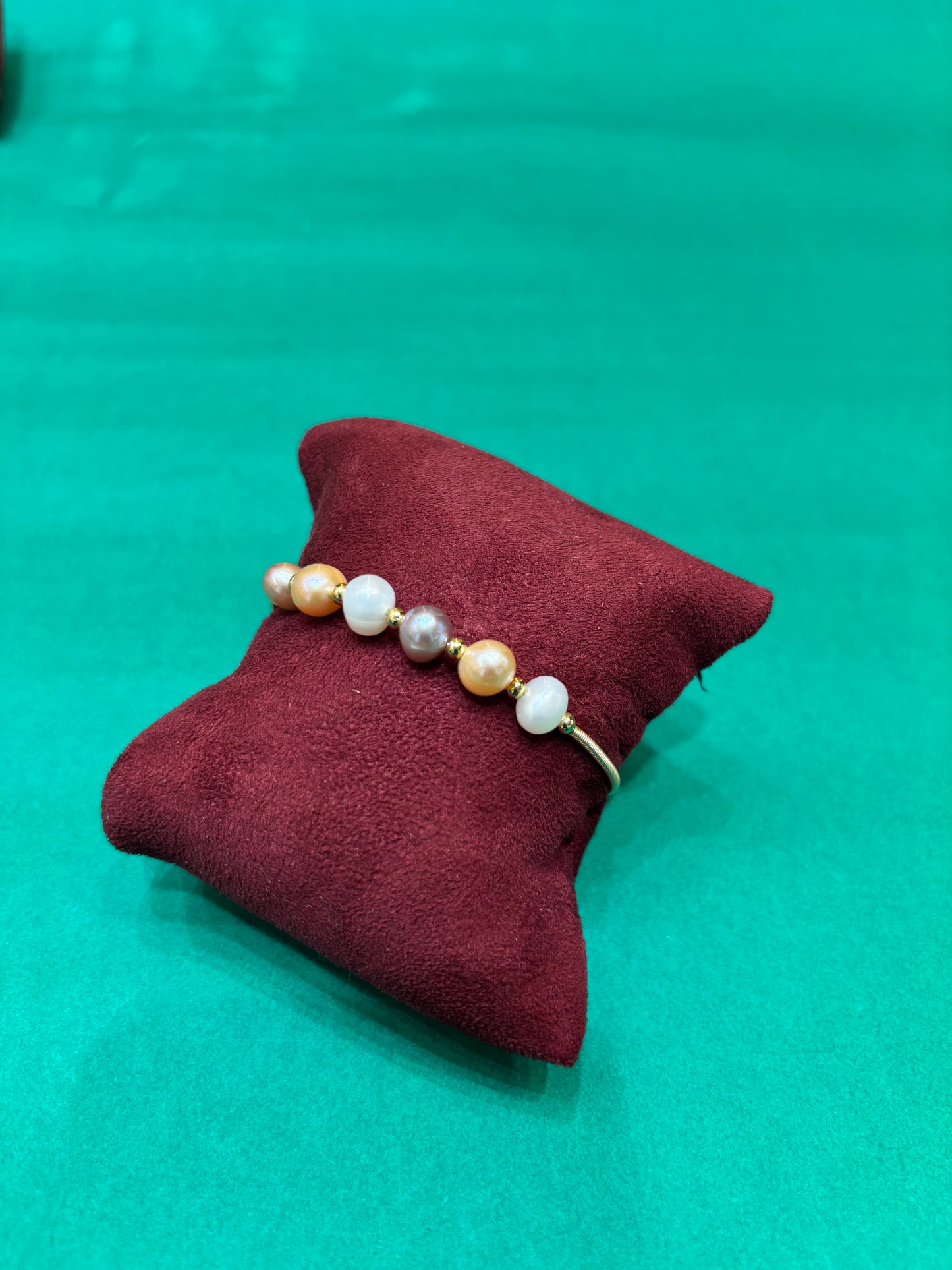 Multicolor Freshwater Pearl Bracelet – Gold Finish