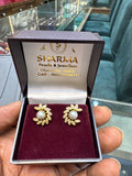 Half moon grey pearl studs