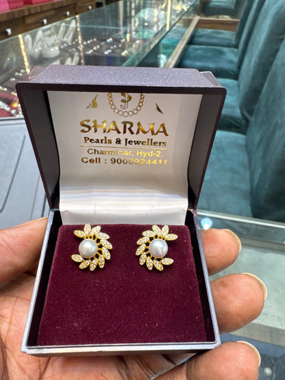 Half moon grey pearl studs