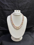 Double Layer Pink Freshwater Pearl Necklace Set with Premium Pearl Accents