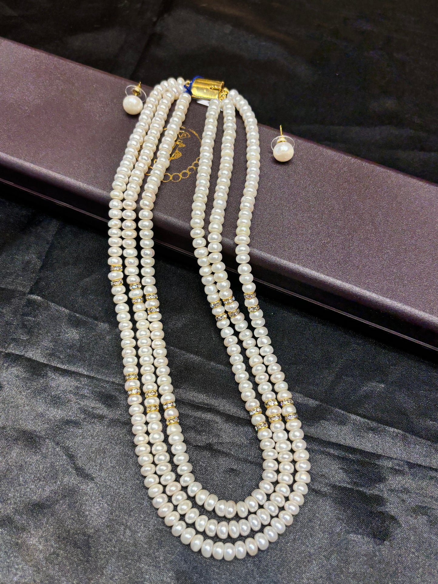 Premium 3 Layer Freshwater Pearl Necklace Set
