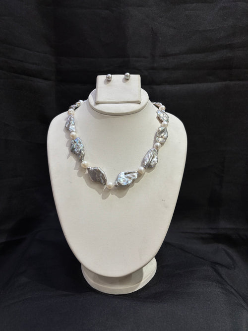 Baroque Pearl Statement Necklace Set – Code 50066