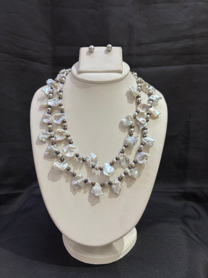 Multi-Layer Baroque Pearl Necklace Set – Code 50067