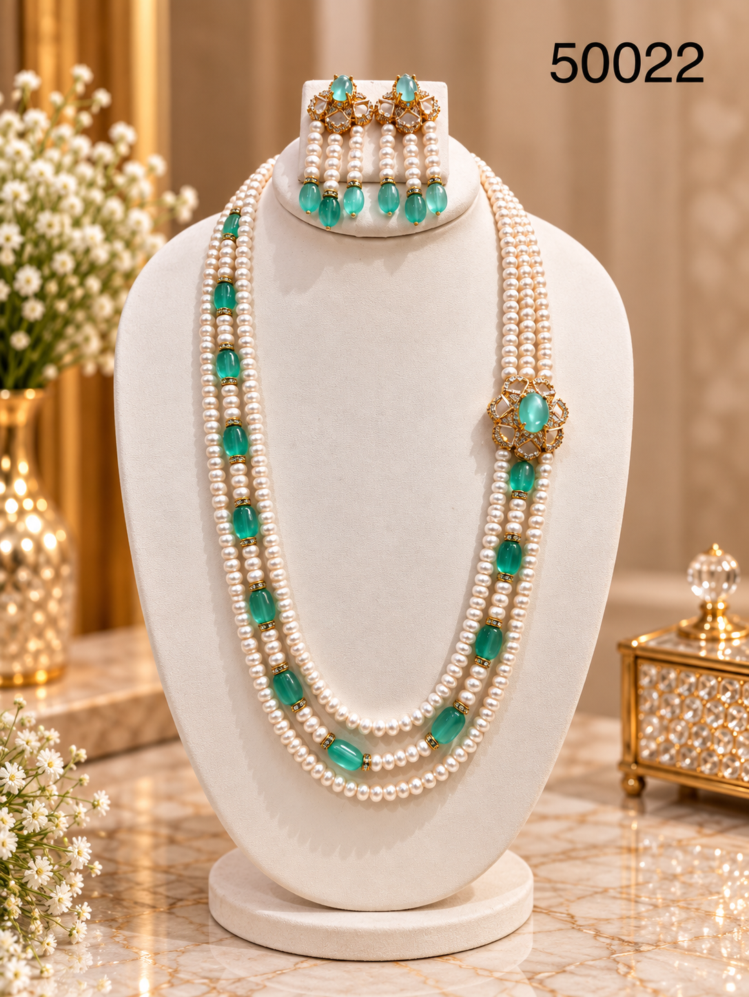 Turquoise Freshwater Pearl Multi-Strand Necklace Set