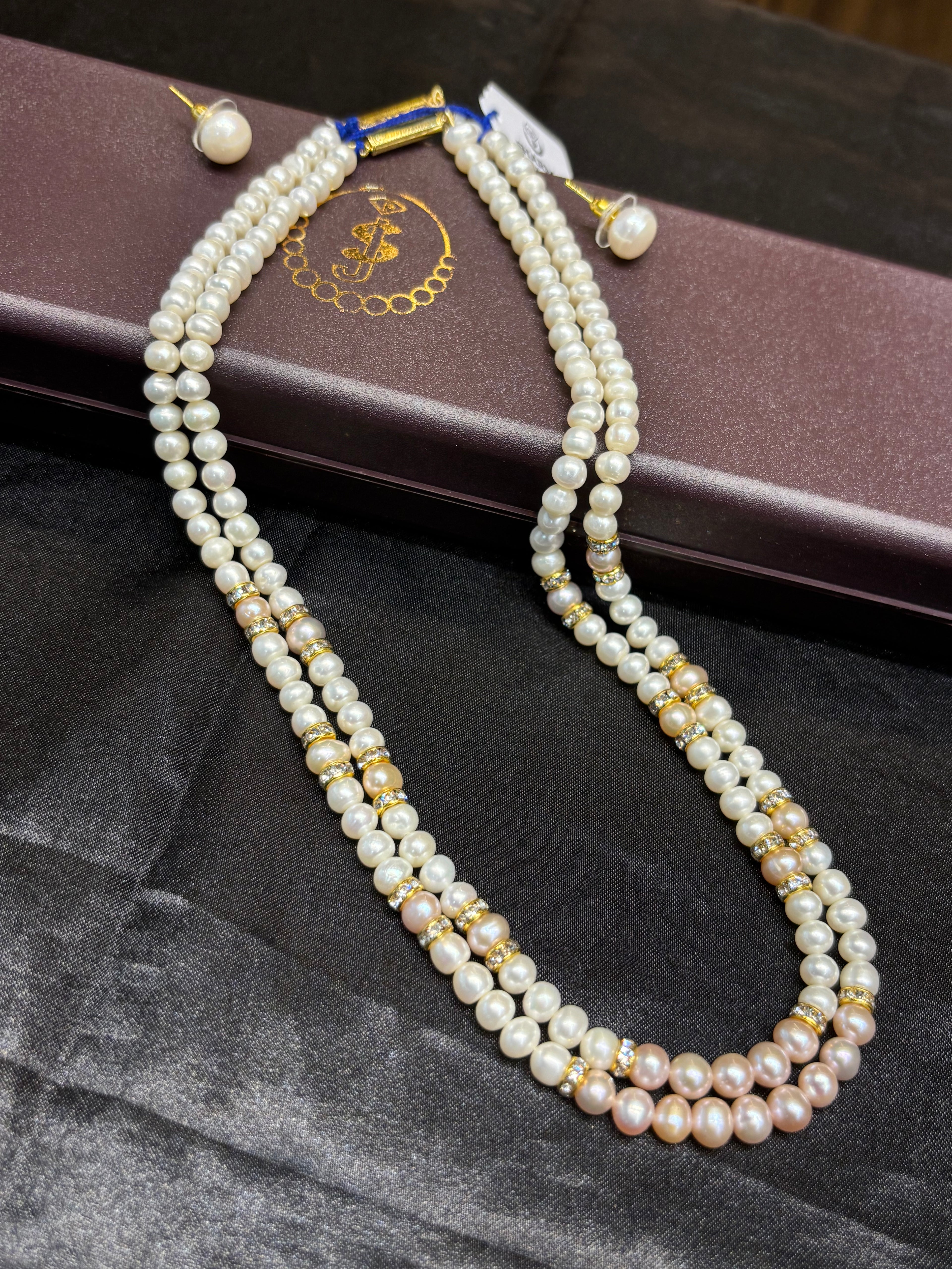 2 Layer Freshwater Rainbow Pearl Necklace Set