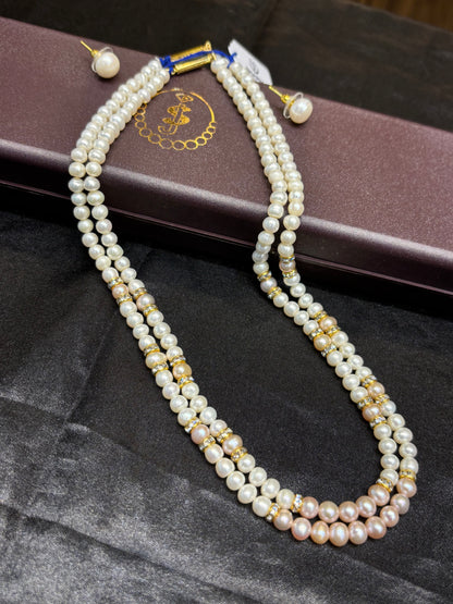 2 Layer Freshwater Rainbow Pearl Necklace Set