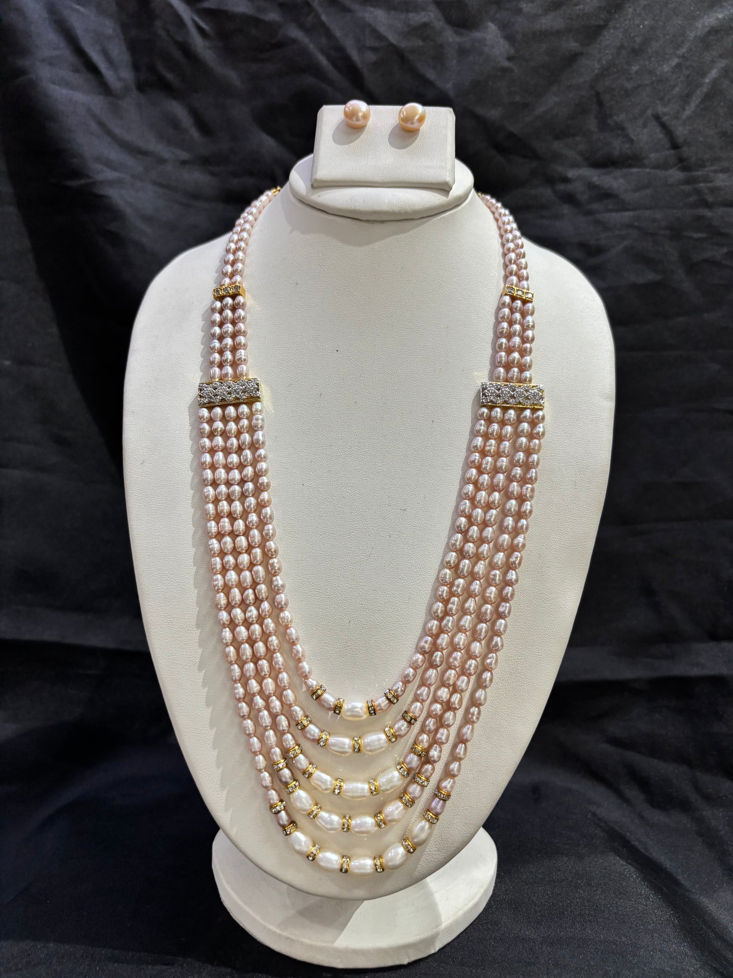 Blush Pink Freshwater Pearl Multi-Layer Necklace Set