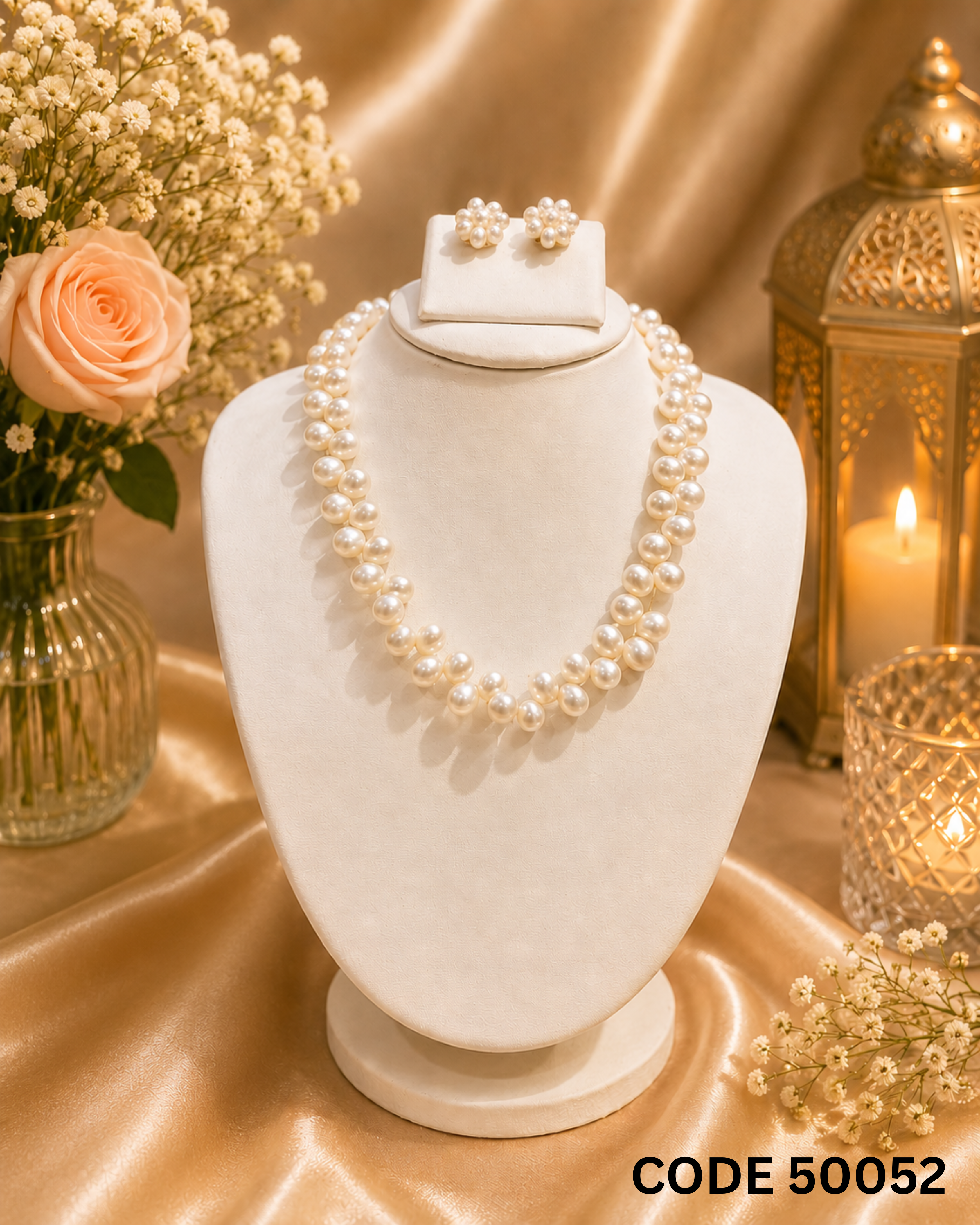 Classic Double-Layer Pearl Necklace Set – Code 50052
