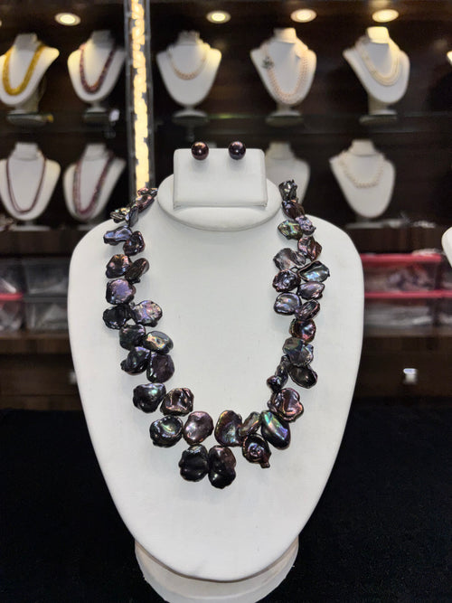 Black Baroque Pearl Statement Necklace
