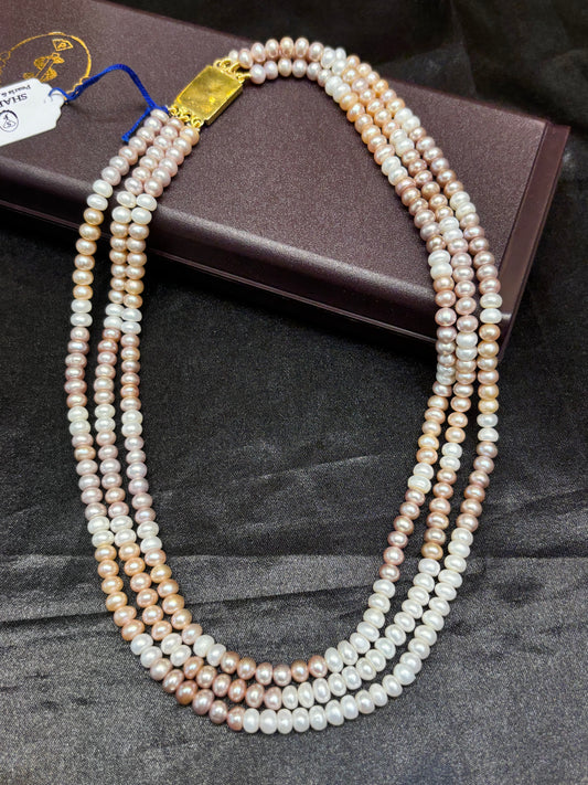 3 Layer Multicolor Freshwater Pearl Mala