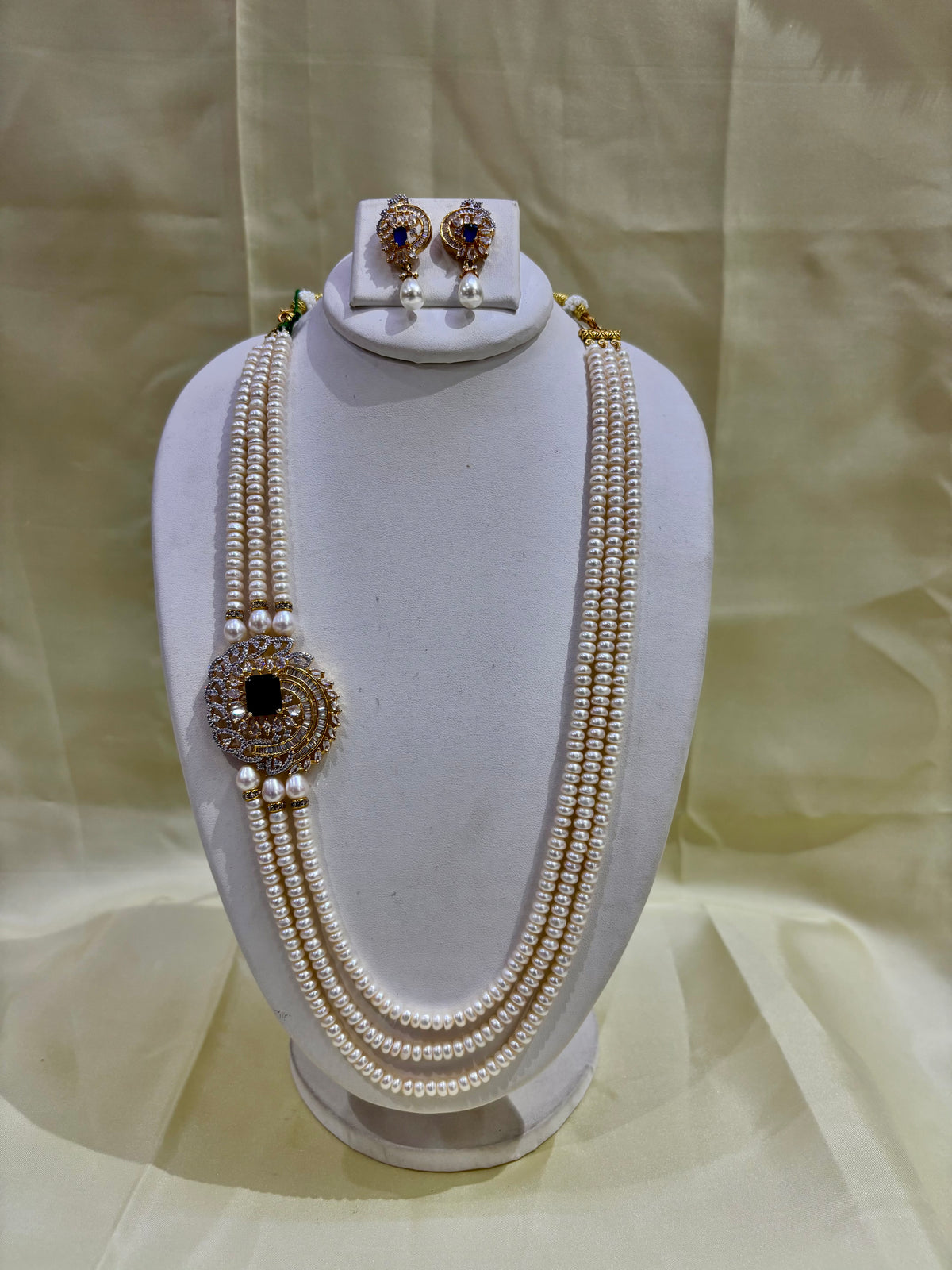 Royal Blue Stone Freshwater Pearl Multi-Strand Necklace Set