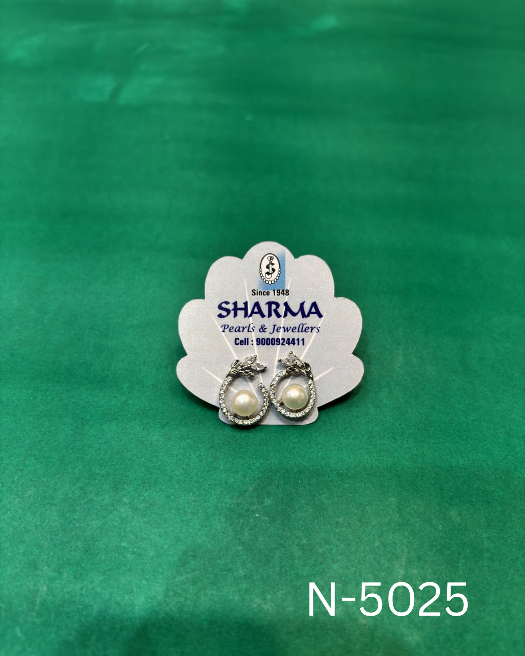 Freshwater Pearl Crystal Vine Stud Earrings