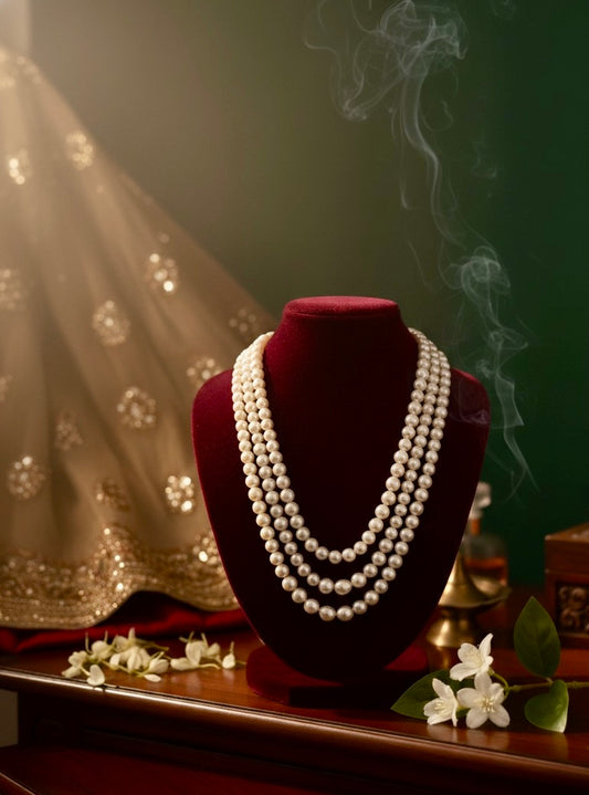 Premium 4-Layer Classic Pearl Necklace – Bridal & Festive Collection